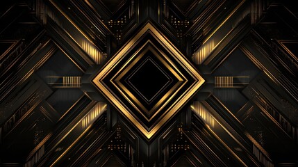 Black and gold geometric abstract background luxury design modern pattern angular shapes dark and light contrast