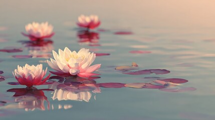 Floating water lilies serene scene natural beauty and reflections