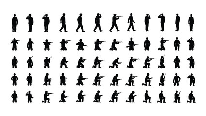 A collection of silhouettes depicting people in various walking and running poses