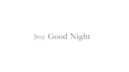 Minimalist Gray Bed Icon and 'Good Night' Text Vector isolated PNG with Transparent Background