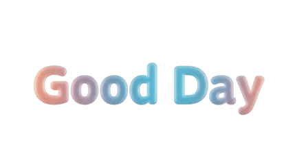 Colorful Pastel Gradient 3D Render 'Good Day' Text Illustration isolated PNG with Transparent Background