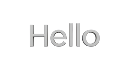 Isolated Minimalist Grey 3D Render Text 'Hello' isolated PNG with Transparent Background