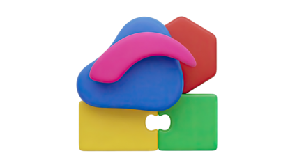 Abstract Colorful Geometric Shapes Assembly