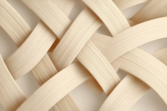 Close-up woven light wood strips forming basket weave pattern with natural grain