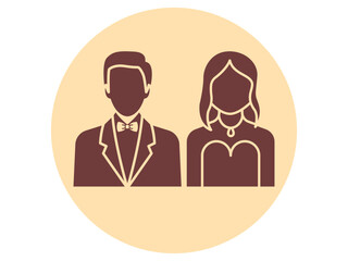Bridal icon. Wedding vector icon. Flat vector illustration.