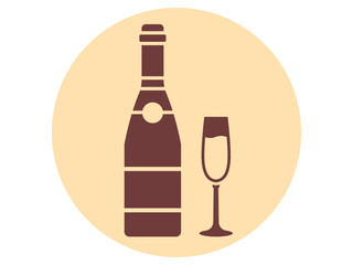 Champagne icon. Wedding vector icon. Flat vector illustration.
