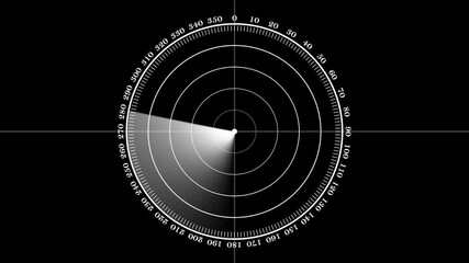 A circular radar screen with a bright sweep against a black background.4k video - Powered by Adobe