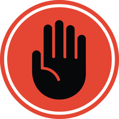 Obraz premium Red circle with black hand gesture symbol in the center
