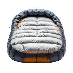 A gray and orange insulated sleeping pad with padded sections for comfort and support.