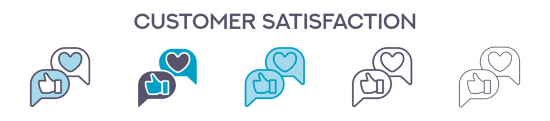 Customer Satisfaction Element For Design Graphic - Multi Styles. Vector Illustration Of Two Colored And Black. Multiple Icons Designs Can Be Used For Mobile, Ui, Web 