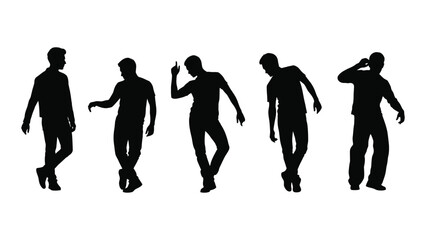 Silhouette series depicting men in various walking and gesturing poses