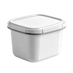 A white plastic storage container with a secure, hinged lid designed for storing food or kitchen items.