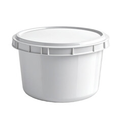 A white plastic container with a secure screw top lid, likely used for storing liquids or chemicals.