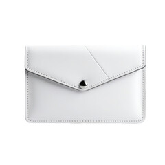 A sleek white minimalist clutch with a shiny button closure.