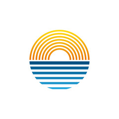 Minimalist Sunset Over Ocean Logo