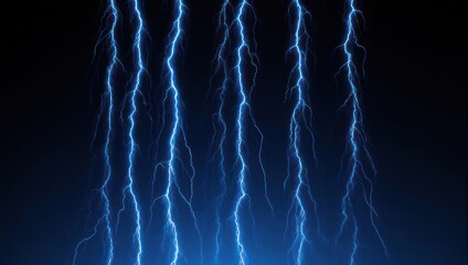 Striking Blue Lightning Bolts Illuminating a Dark, Mysterious Background.