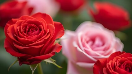 red roses on a green background