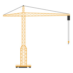 Flat Design Tower Crane Construction Equipment Machinery Illustration