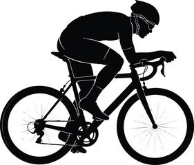 Naklejka premium Professional cyclist silhouette riding a road bike isolated