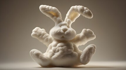 Unique White Easter Bunny with Cellular Texture and Witty Pose on Neutral Background