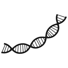 A simple black and white outline illustration of a DNA strand helix