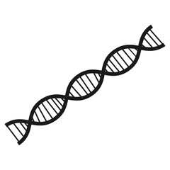 A black and white outline illustration of a DNA strand helix