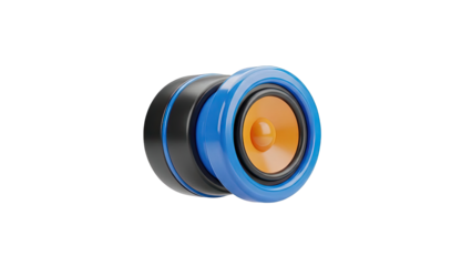 3D Rendered Speaker Cone with Blue and Black Housing