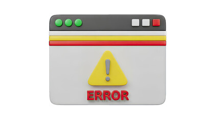3D Rendered Error Message on a Computer Window