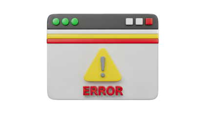 3D Rendered Error Message on a Computer Window