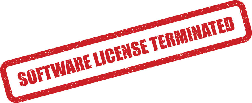 Grunge effect vector stamp displaying the important message Software License Terminated for official communication or notification purposes