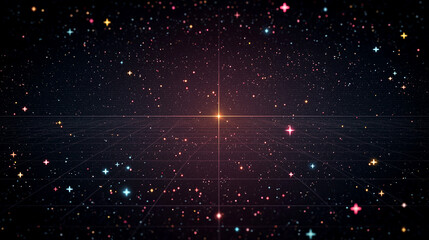 Starry grid lines with a bright star, ideal for futuristic, space, technology, or astronomy themed designs, backgrounds, posters, or digital projects.