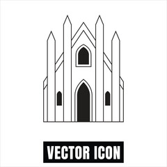 Gothic Church Building Vector Illustration - Flat Design Minimalist Icon