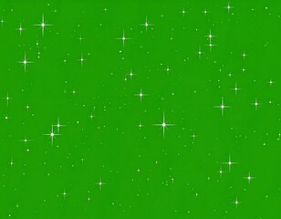 A vibrant green background speckled with numerous sparkling white starbursts, simulating a night sky or festive ambience