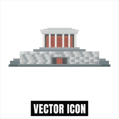 Memorial Building Facade with Columns, Flat Design Vector Illustration