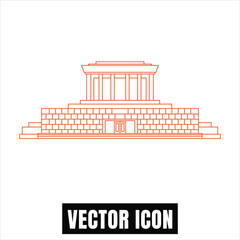 Lincoln Memorial building outline vector illustration flat design landmark