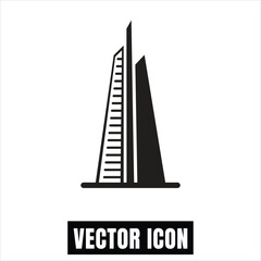 Modern Skyscraper Icon Vector Illustration - Tall Futuristic Building Design