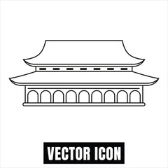 Traditional Japanese Architecture Building Facade Vector Illustration, Pagoda Style