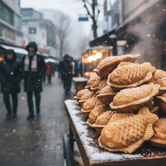 Korean Winter Street Food Bungeoppang Fish Shaped Pastry