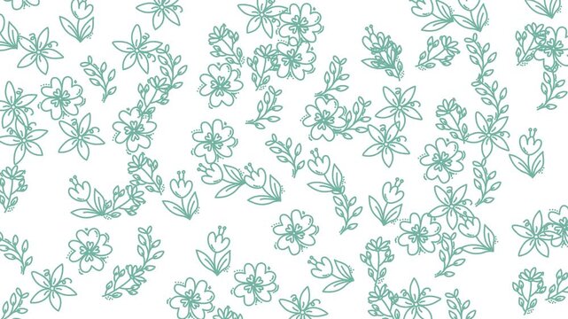 Sparse light turquoise floral pattern set on a white backdrop, perfect for springthemed designs, stationery, home decor, and feminine branding.