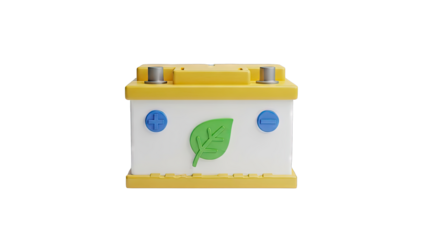 Car Battery with Green Leaf Symbol
