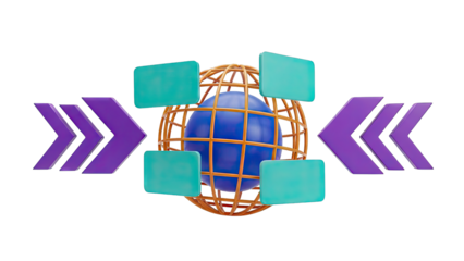 Abstract Globe with Arrows and Text Boxes