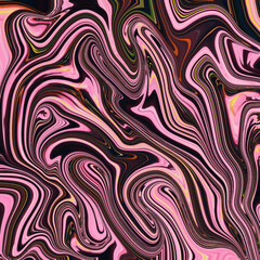 Fototapeta premium Bold abstract, fluid, pattern, texture, background with pink and black psychedelic marble swirls, dynamic motion and high contrast design.
