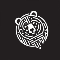 Vector illustration of a cute cartoon turtle silhouette within a black and white abstract background pattern featuring a Christmas ball decoration and nature symbol