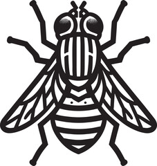 Funny cartoon bee and wasp vector illustration featuring a cute isolated insect with black wings and nature wildlife drawing elements