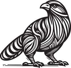 Isolated vector illustration of a cartoon eagle and bird mascot head featuring wild animal art in black and white silhouette style for nature and wildlife themes