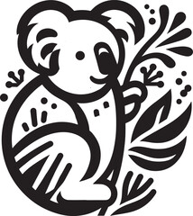 Vector illustration of a black and white cartoon bear head symbol designed as a tribal tattoo silhouette for a wild animal logo