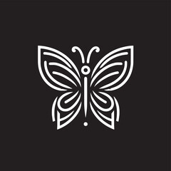 Black and white butterfly illustration featuring a nature silhouette with floral ornament style and decorative wing elements on a dark background for an art tattoo design