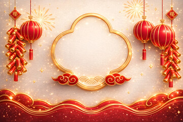 Vibrant Chinese New Year celebration background with red lanterns