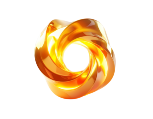 Abstract golden 3D torus with a glossy finish on a stark black backdrop