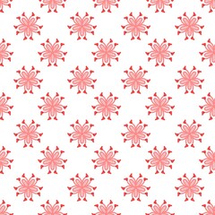 Pink abstract flower seamless pattern on white background. Floral geometric ornament for wallpaper, textile, wrapping, and cute surface design, Minimalist botanical illustration.